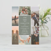 Moderne bruine initialen fotogrid bruiloft kaart (Staand voorkant)