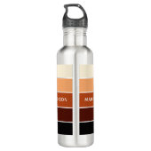 Moderne bruine kleurenblok Persoonlijke naam Waterfles (Achterkant)