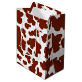 Moderne bruine Koe Huidtextiel Dierafdrukken Medium Cadeauzakje (Voorkant Gekanteld)
