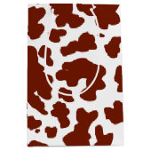 Moderne bruine Koe Huidtextiel Dierafdrukken Medium Cadeauzakje (Voorkant)