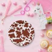 Moderne bruine Koe Huidtextiel Dierafdrukken Papieren Bordje (Feest)