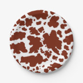 Moderne bruine Koe Huidtextiel Dierafdrukken Papieren Bordje (Voorkant)