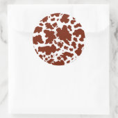 Moderne bruine Koe Huidtextiel Dierafdrukken Ronde Sticker (Tas)
