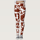 Moderne bruine Koe spots print cowboyboer Leggings (Voorkant)