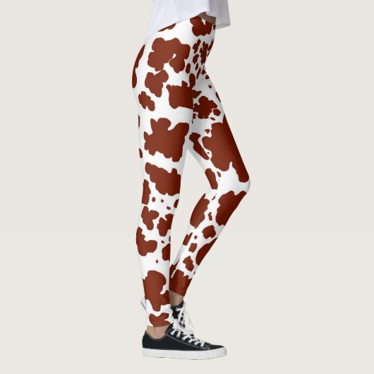 Moderne bruine Koe spots print cowboyboer Leggings (Rechts)