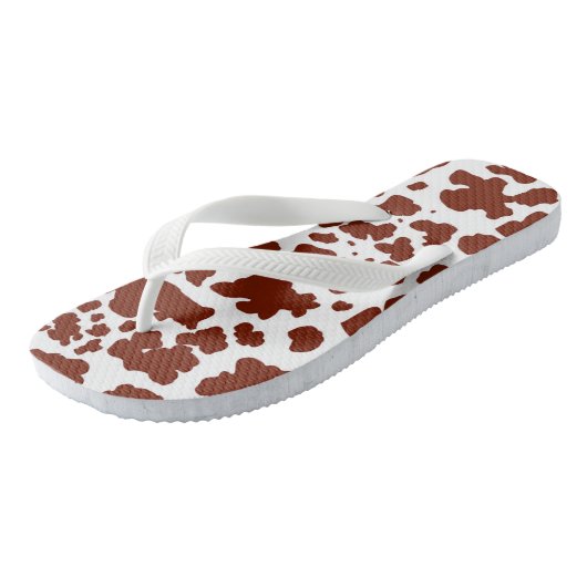 Moderne bruine Koe spots print cowboyboer Teenslippers (Schuin)