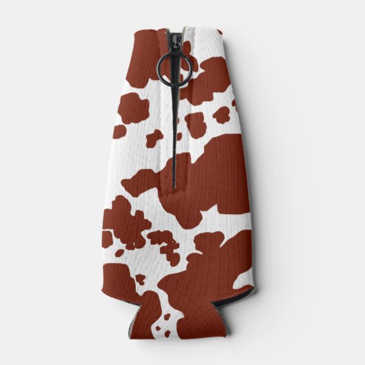 Moderne bruine Koe vlekken Print Cowboy Flesjeskoeler (Achterkant)