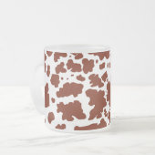 Moderne bruine Koe vlekken Print Matglas Koffiemok (Voorkant links)