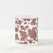 Moderne bruine Koe vlekken Print Matglas Koffiemok (Center)