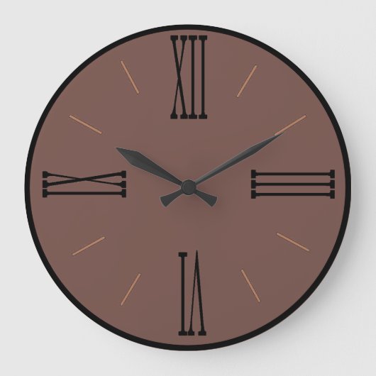 Moderne bruine lay met zwarte rand grote klok (Voorkant)