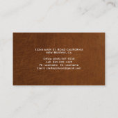 Moderne , bruine lederen textuur visitekaartje (Achterkant)