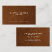 Moderne , bruine lederen textuur visitekaartje (Voorkant / Achterkant)
