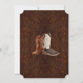 moderne bruine leren cowboylaarzen country bruilof kaart (Achterkant)