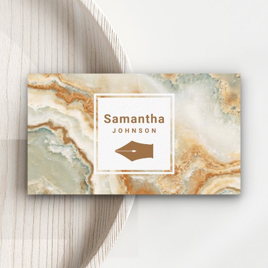 Moderne bruine marmer Nib Professional Visitekaartje