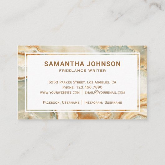 Moderne bruine marmer Nib Professional Visitekaartje (Achterkant)
