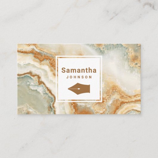 Moderne bruine marmer Nib Professional Visitekaartje (Voorkant)