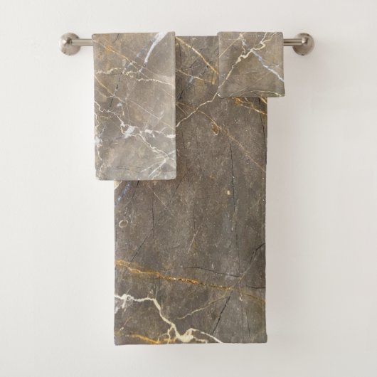 Moderne Bruine Marmeren Steen Patroon Bad Handdoek (Insitu)