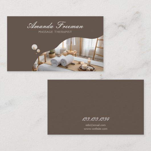 Moderne Bruine Massage Tafeltherapie Visitekaartje (Voorkant / Achterkant)