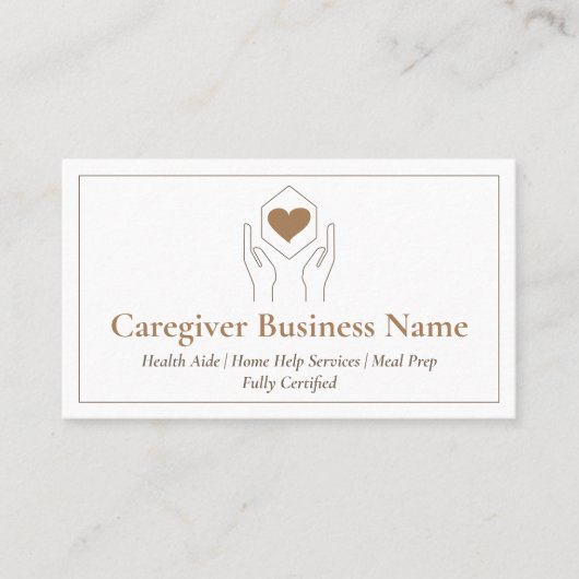 Moderne Bruine Minimaal Zorgverlener Visitekaartje (Voorkant)