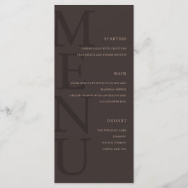 Moderne Bruine Minimalistische Trouwdag Menu
