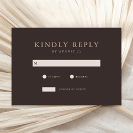 Moderne Bruine Minimalistische Trouwdag RSVP Kaartje