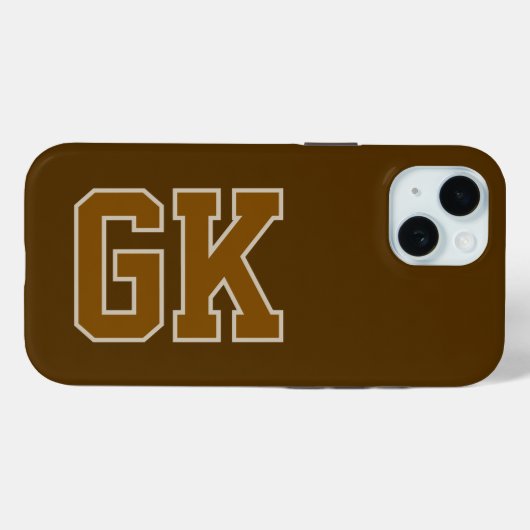 Moderne bruine monogram-initiaal Case-Mate iPhone case (Achterkant (horizontaal))