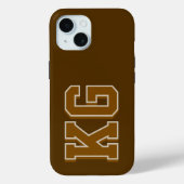 Moderne bruine monogram-initiaal Case-Mate iPhone case (Achterkant)
