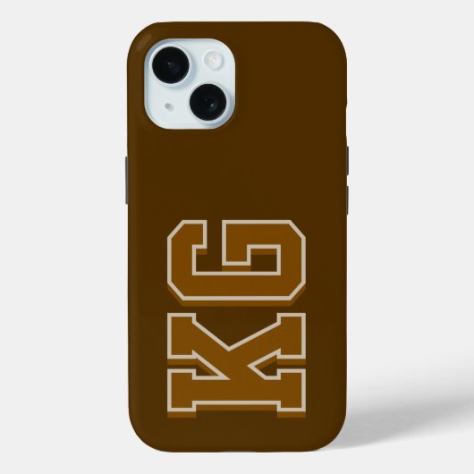 Moderne bruine monogram-initiaal Case-Mate iPhone case (Achterkant)
