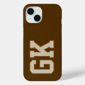 Moderne bruine monogram-initiaal Case-Mate iPhone case (Achterkant)