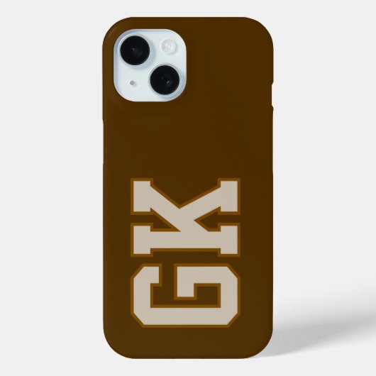 Moderne bruine monogram-initiaal Case-Mate iPhone case (Achterkant)