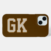 Moderne bruine monogram-initiaal Case-Mate iPhone case (Achterkant (horizontaal))