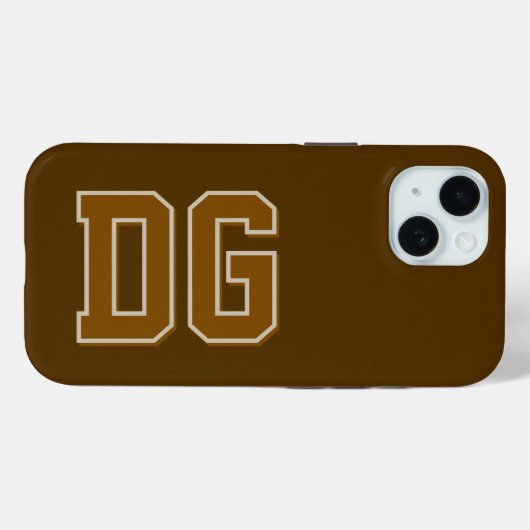 Moderne bruine monogram-initiaal letters Case-Mate iPhone case (Achterkant (horizontaal))