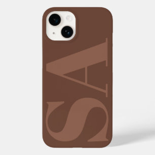 Moderne bruine natuurlijke initiaal met minimale h Case-Mate iPhone 14 hoesje