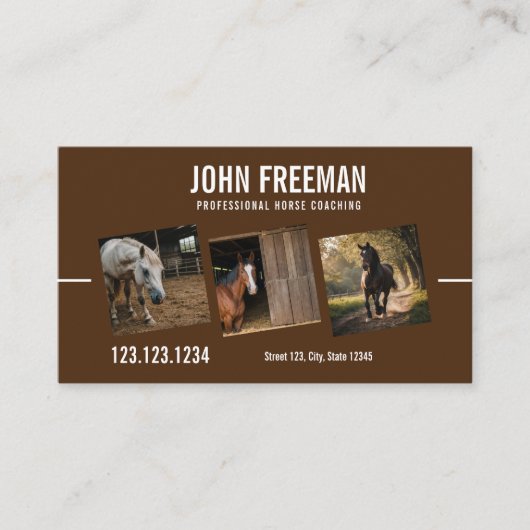 Moderne Bruine Paard Foto Equestrian Visitekaartje (Voorkant)