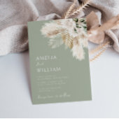 moderne bruine pampas - bruiloft kaart