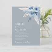 moderne bruine pampas - bruinkoolvis uitnodiging (Staand voorkant)