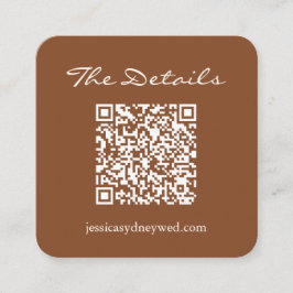 Moderne Bruine QR-code Trouwdetails Invoegen Eenvo Informatiekaartje
