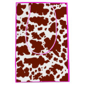 Moderne bruine roze Koe Huidtextiel Dierafdrukken Medium Cadeauzakje (Voorkant)