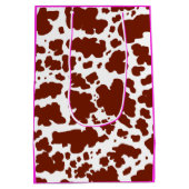 Moderne bruine roze Koe Huidtextiel Dierafdrukken Medium Cadeauzakje (Achterkant)