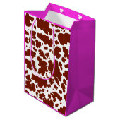 Moderne bruine roze Koe Huidtextiel Dierafdrukken Medium Cadeauzakje (Achterkant Gekanteld)