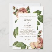 moderne bruine roze roze roodbloemen voor bruiloft kaart (Voorkant)