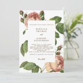 moderne bruine roze roze roodbloemen voor bruiloft kaart (Staand voorkant)