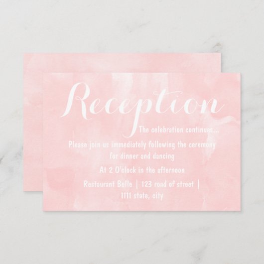 Moderne bruine roze waterverf trouwreceptie informatiekaartje (Voorkant / Achterkant)