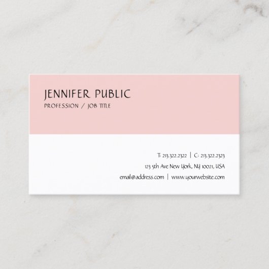 Moderne bruine roze witte, eenvoudige Sjabloon Visitekaartje (Voorkant)