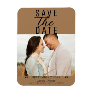 Moderne bruine Save the Date Trouwfoto Magneet
