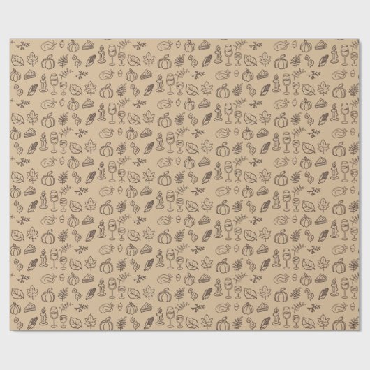 Moderne Bruine Schattigee Herfst Doodle Pattern Th Cadeaupapier (Vlak)
