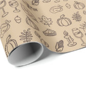 Moderne Bruine Schattigee Herfst Doodle Pattern Th Cadeaupapier (Rol Hoek)