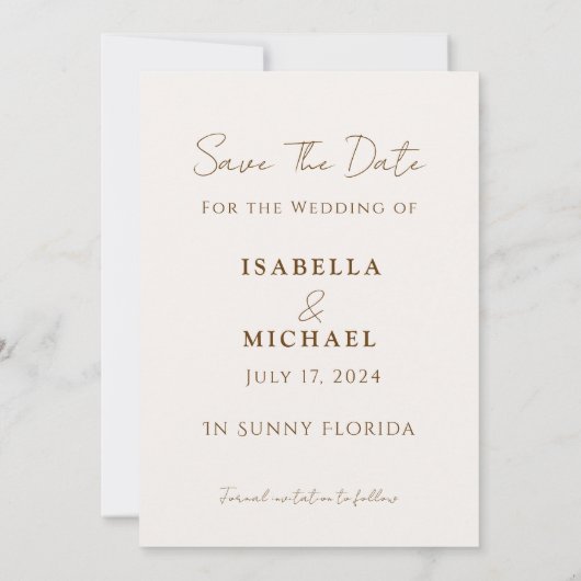 Moderne bruine scripts foto bruiloft opslaan van d (Achterkant)