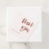 Moderne bruine sneeuwroze bruiloft bedankjes labels (In situ)
