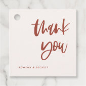 Moderne bruine sneeuwroze bruiloft bedankjes labels (Voorkant)